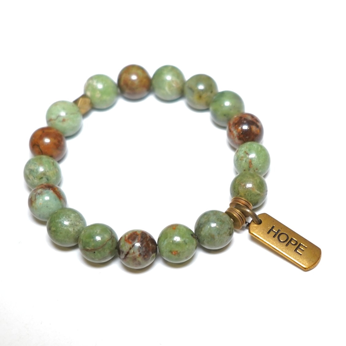 African Turquoise with Brass Word Charms