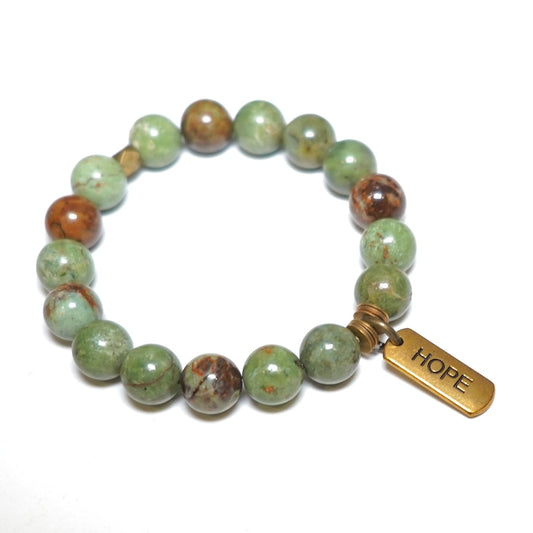 African Turquoise with Brass Word Charms