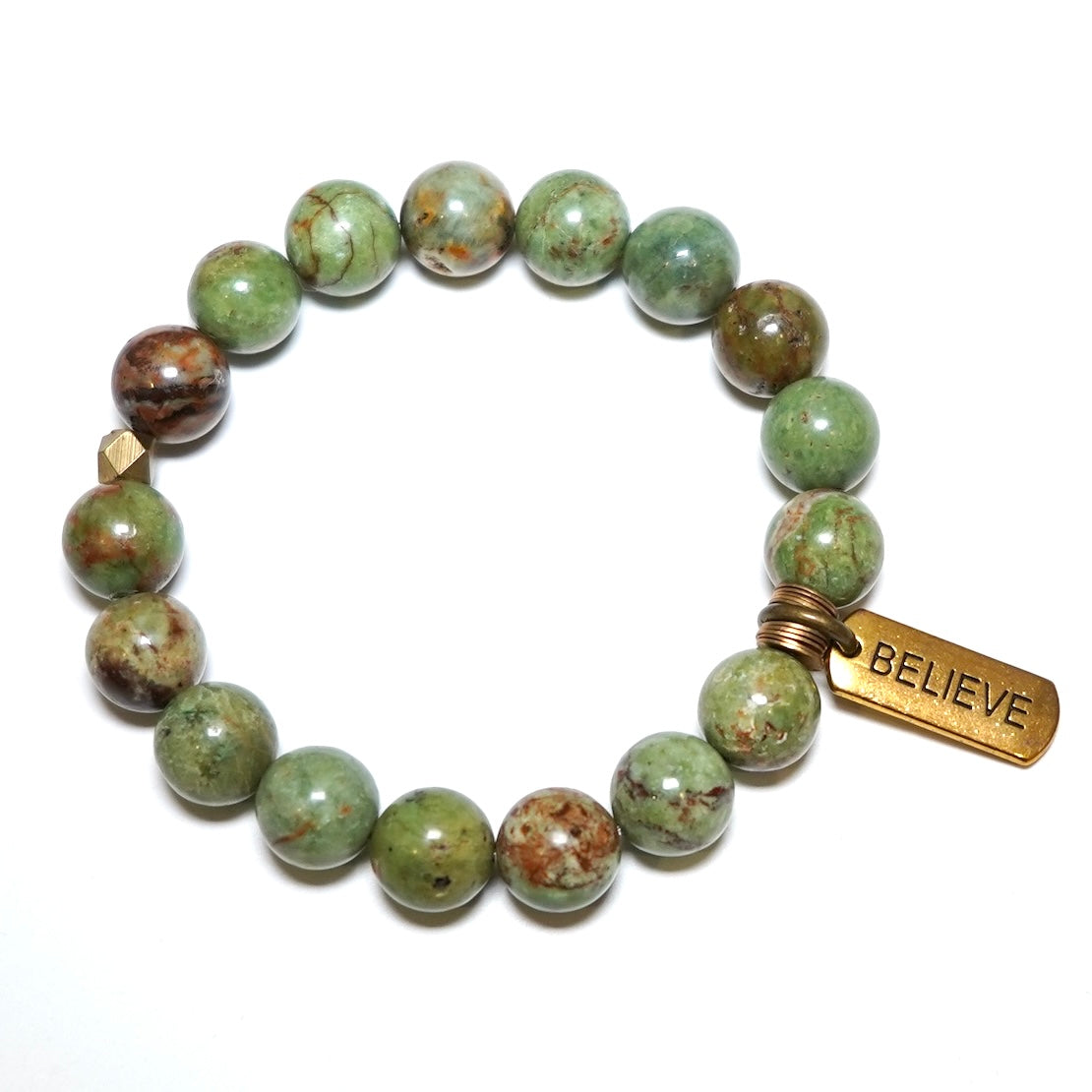 African Turquoise with Brass Word Charms