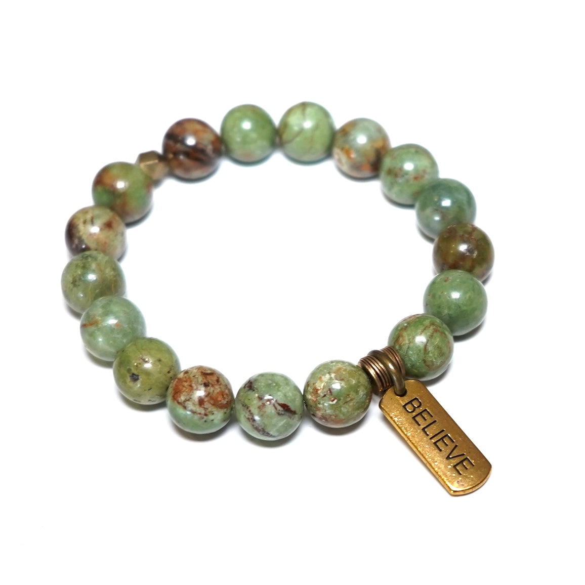 African Turquoise with Brass Word Charms