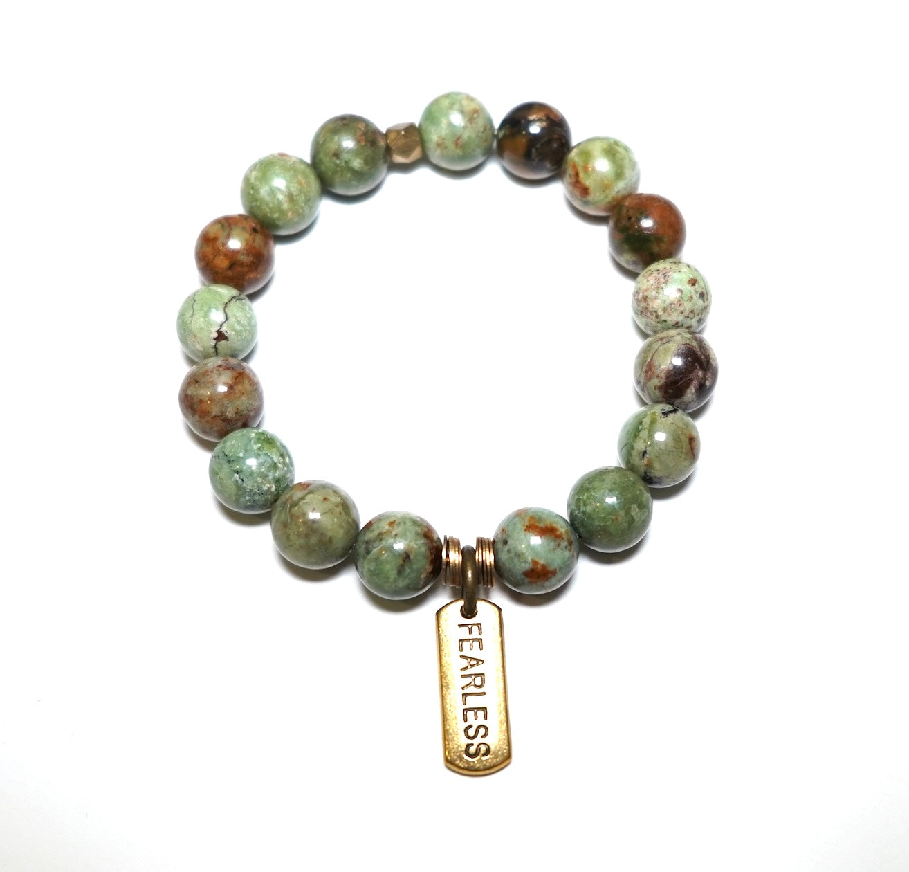 African Turquoise with Brass Word Charms