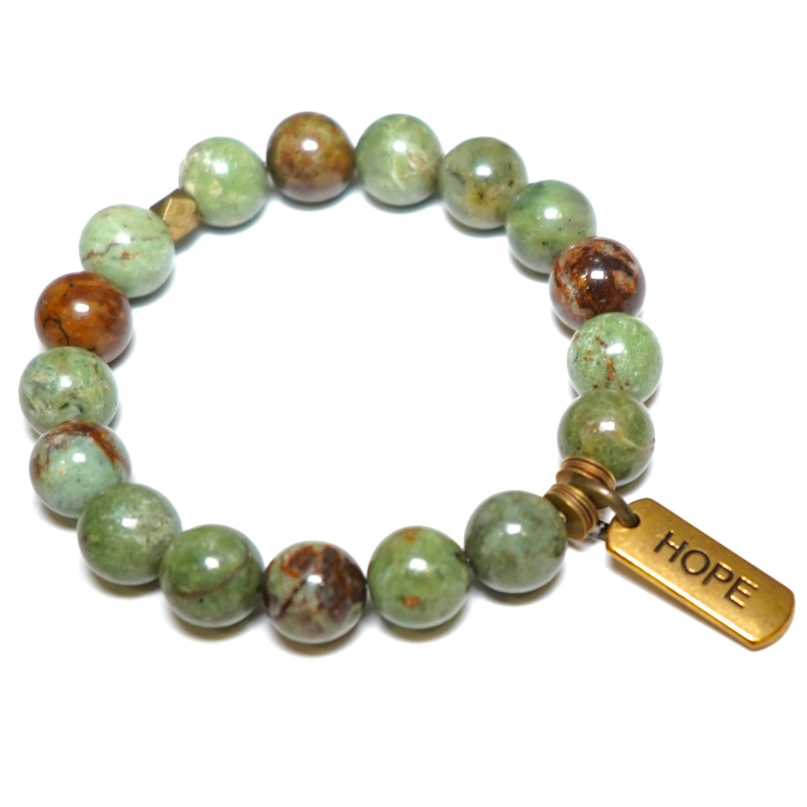 African Turquoise with Brass Word Charms